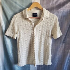 Abercrombie & Fitch Cream Textured Polo Shirt